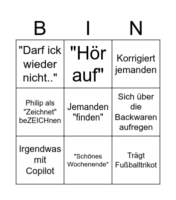 Connor Bingo Card