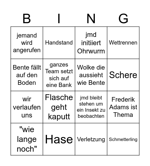 Abschluss Bingo Card