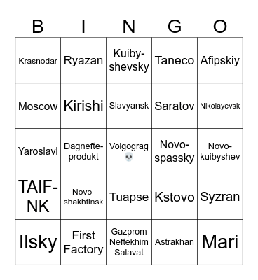Russian Refinery Bingo 2 Bingo Card
