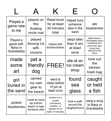 Michigan 2026 Bingo Card