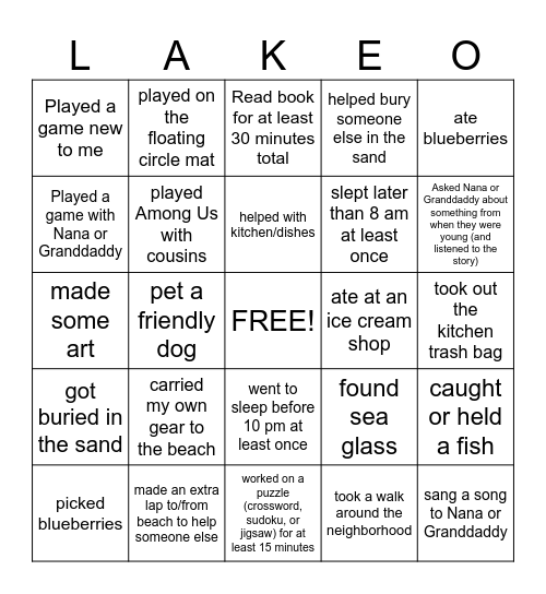 Michigan 2026 Bingo Card