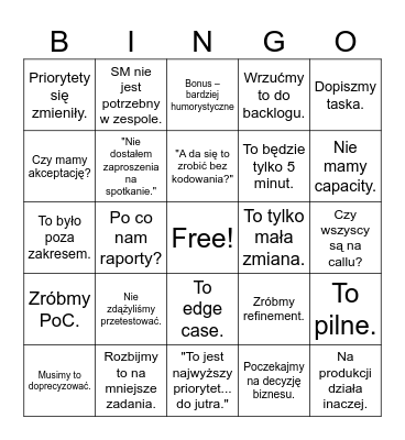 Agile Bingo Card