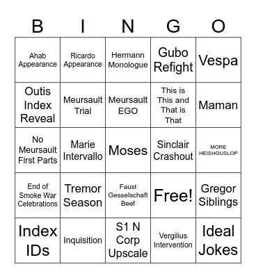 Limbus Season VIII Bingo Card
