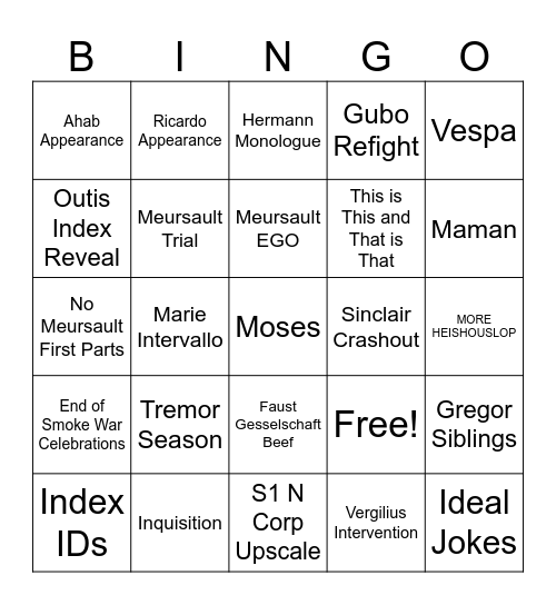 Limbus Season VIII Bingo Card