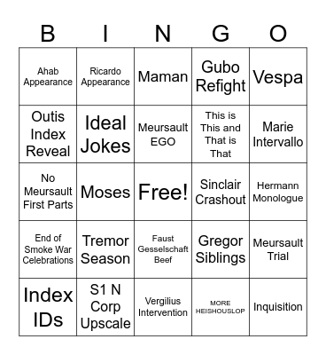 Limbus Season VIII Bingo Card