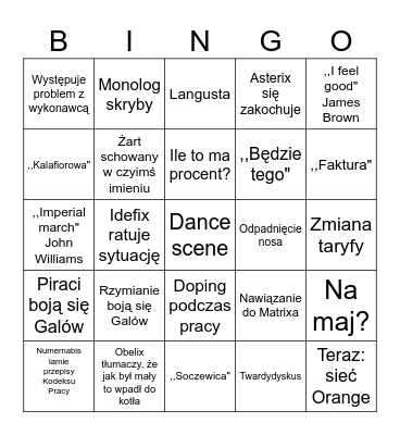 Filmowe bingo Card