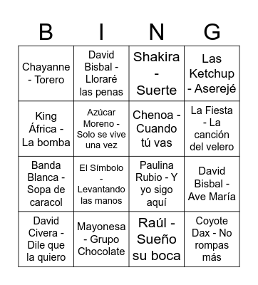 Caribe Mix 2000-2005 YTM Bingo Card