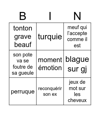 Chauve Bingo Card