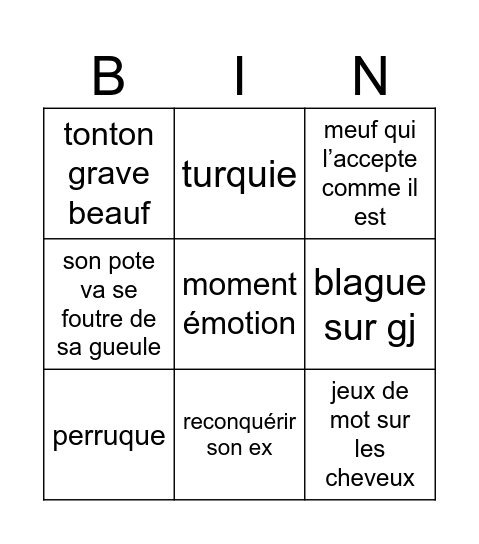 Chauve Bingo Card