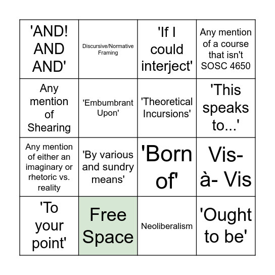 Did Myles Say That? Bingo Card