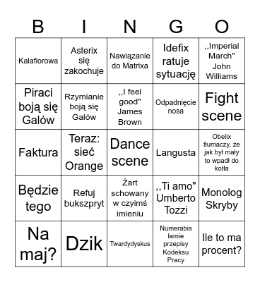 Filmowe Bingo Card