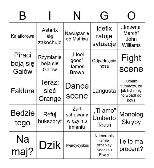 Filmowe Bingo Card