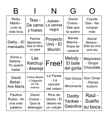 Caribe Mix 2000-2025 YTM Bingo Card