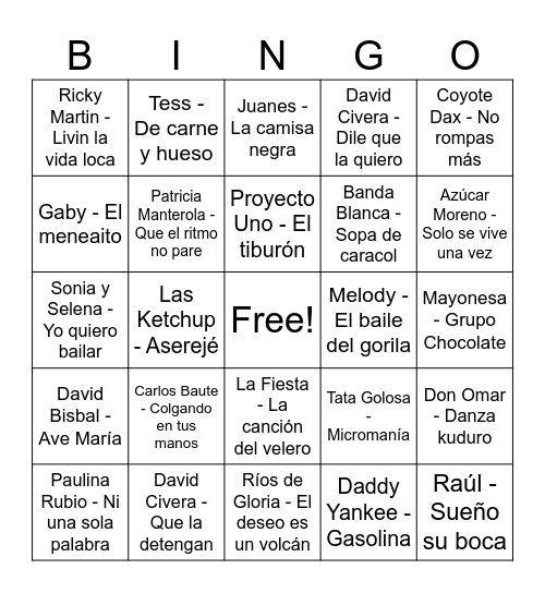 Caribe Mix 2000-2025 YTM Bingo Card