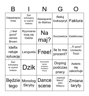 Bingo Filmowe Bingo Card