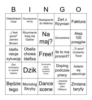 Bingo Filmowe Bingo Card