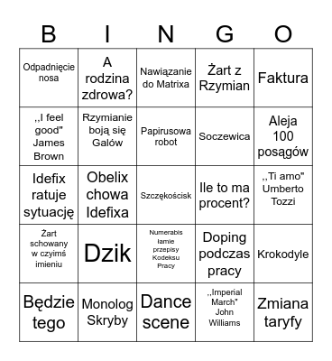Bingo Filmowe Bingo Card