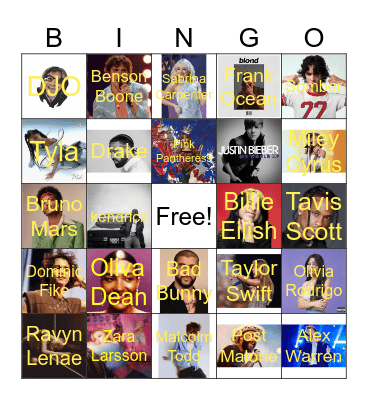 Pop Bingo Card