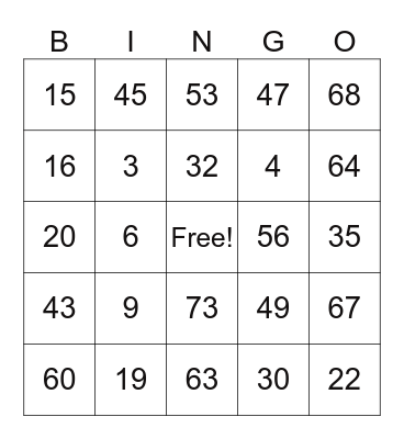 35 Bingo Card