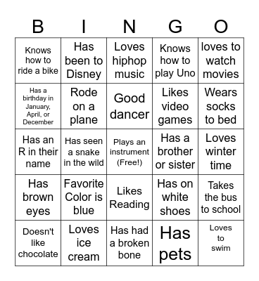Find someone who... Bingo Card