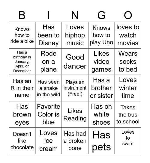Find someone who... Bingo Card