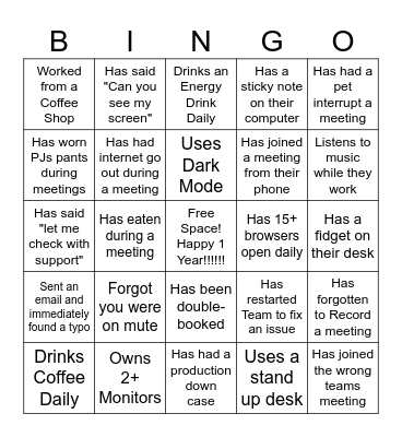 CSM First Annual Bingo Game Bingo Card