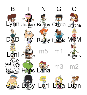 THE LOUD HOUSE Bingo Card