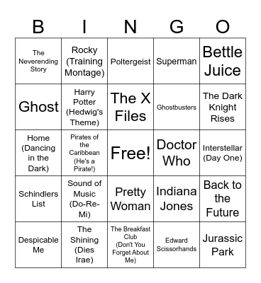 Movie Night Bingo Card