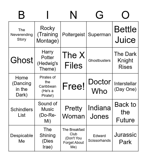 Movie Night Bingo Card