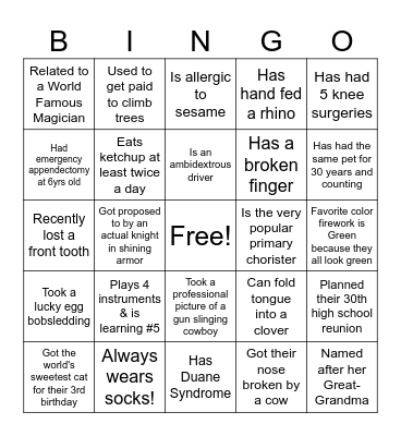 Find Someone Who BINGO Card
