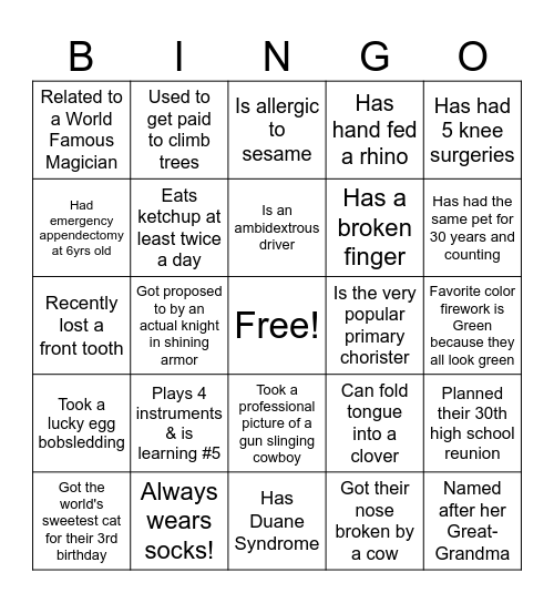 Find Someone Who BINGO Card