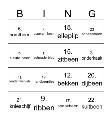 Bottenbingo Card
