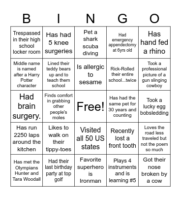 Find Someone Who Bingo Card