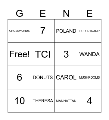 BIRTHDAY #70 Bingo Card