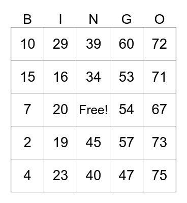 Untitled Bingo Card