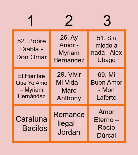 Bingo Musical Cumpleaños Jessica Bingo Card