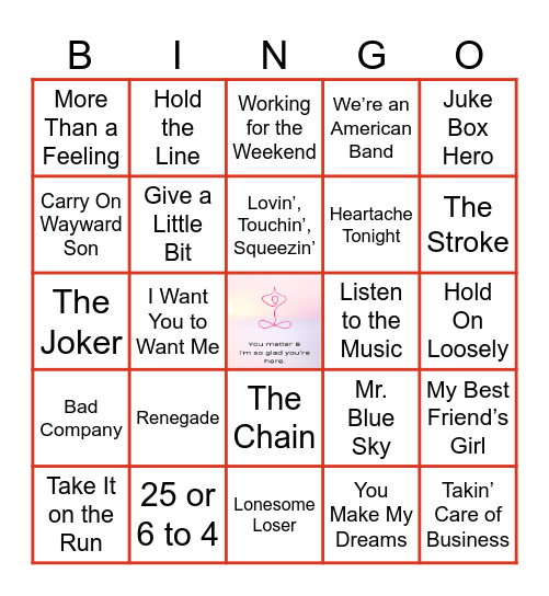 7.15.26 AMERICAN ROCK Bingo Card