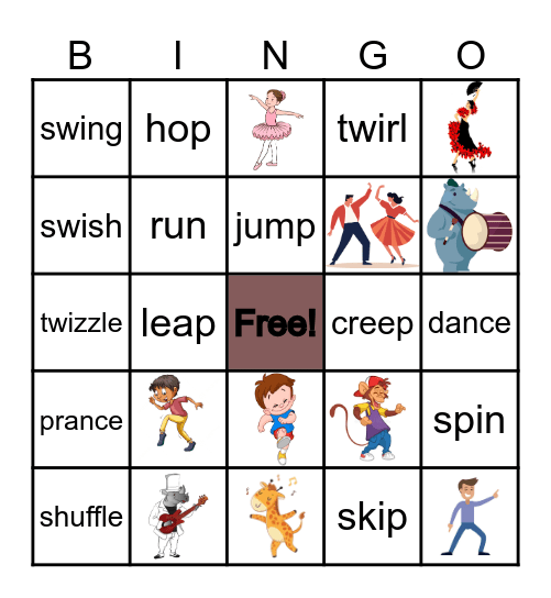 "Giraffes Can't Dance" Bingo Card