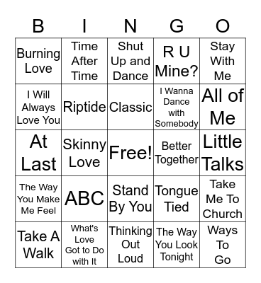 V-Day Bingo  Bingo Card