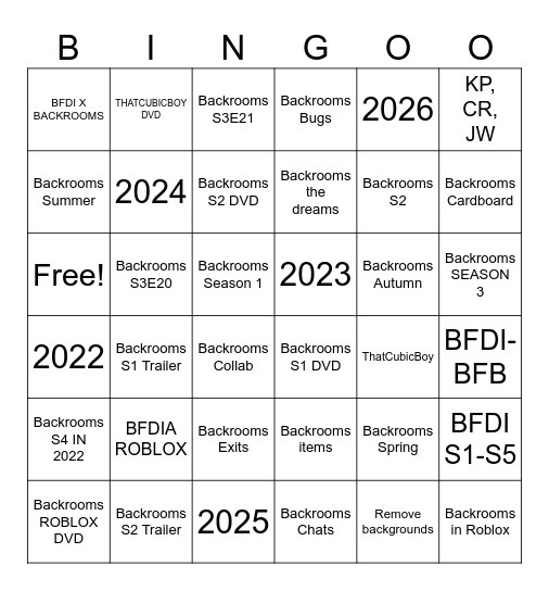 Doors Facts (BFDI Edition) Bingo Card
