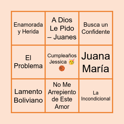 Bingo Musical Bingo Card