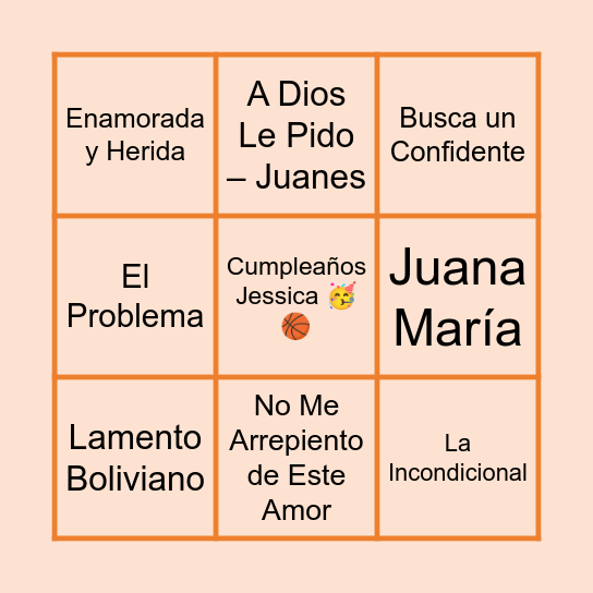 Bingo Musical Bingo Card