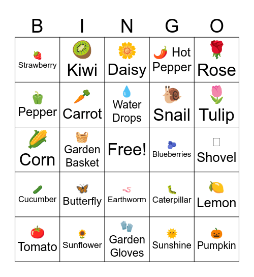 Garden Bingo Card