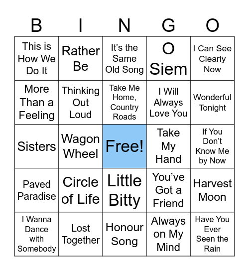 MUSIC BINGO Card