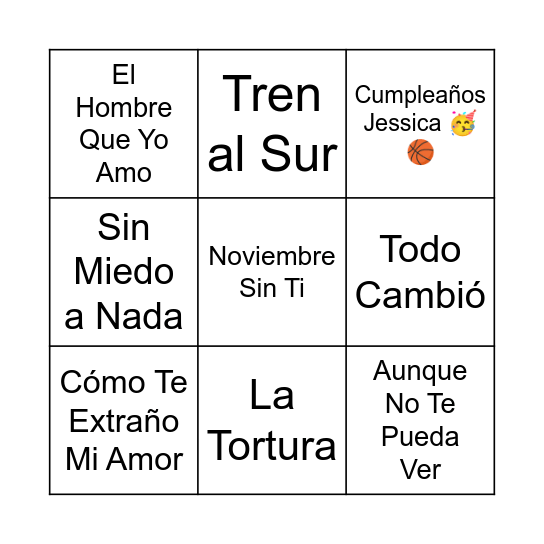 BINGO MUSICAR Bingo Card