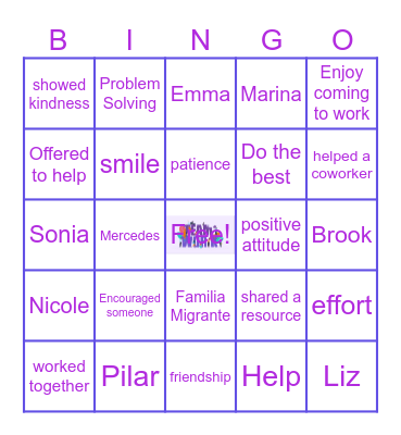 Team Work Bingo Card