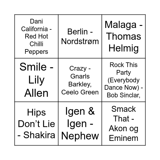 År 2006 Bingo Card