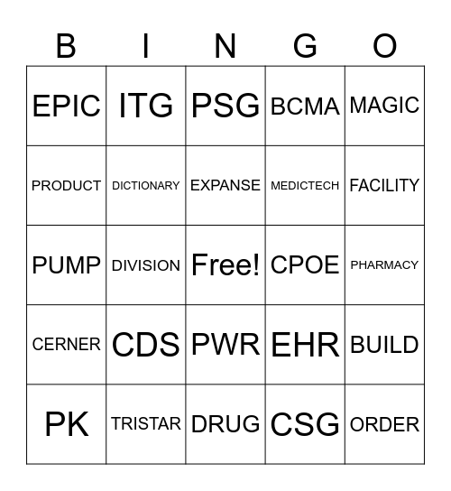 CPI Residency Orientation Bingo Card