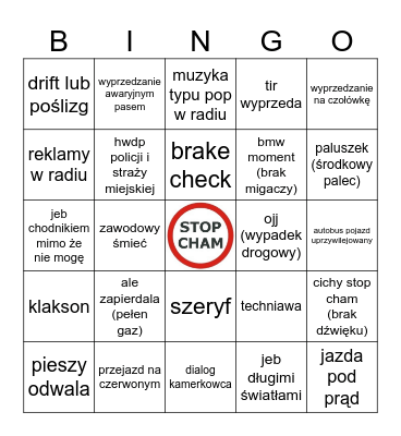 Stop Cham 3.0 Bingo Card