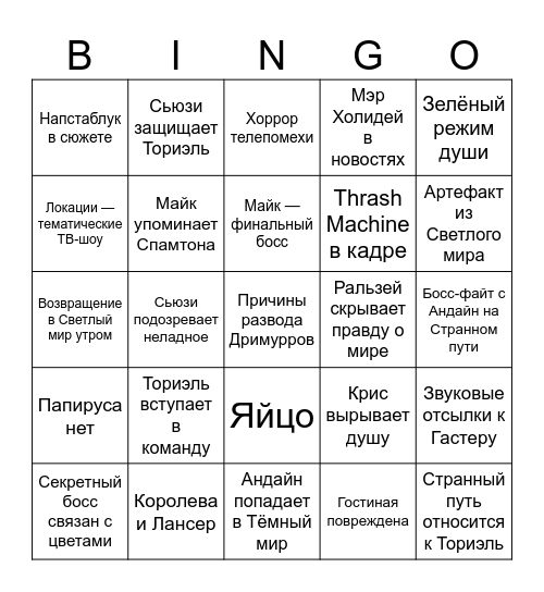 DELTARUNE CH. 3 PREDICTS Bingo Card